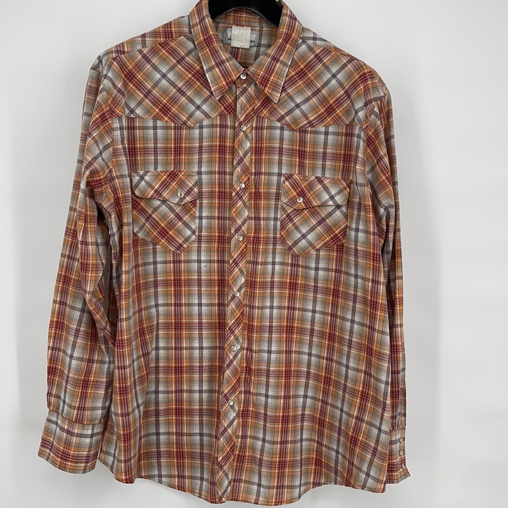 Wrangler Pearl Snap Vintage Men's Size 2X Orange & White